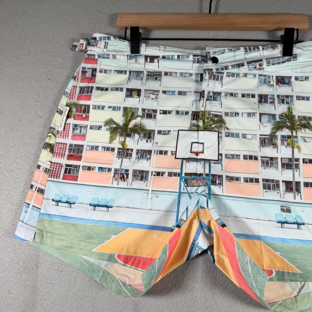 Rwenzori Mens Urban Basketball‎ Court Photo Print Graphic Shorts 36 Multicolor